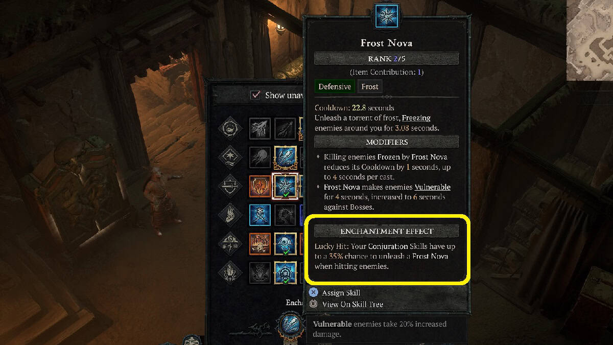 frost nova enchantment slot passive effect in diablo 4