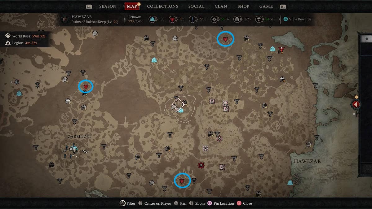 where to find all hawezar strongholds in diablo 4