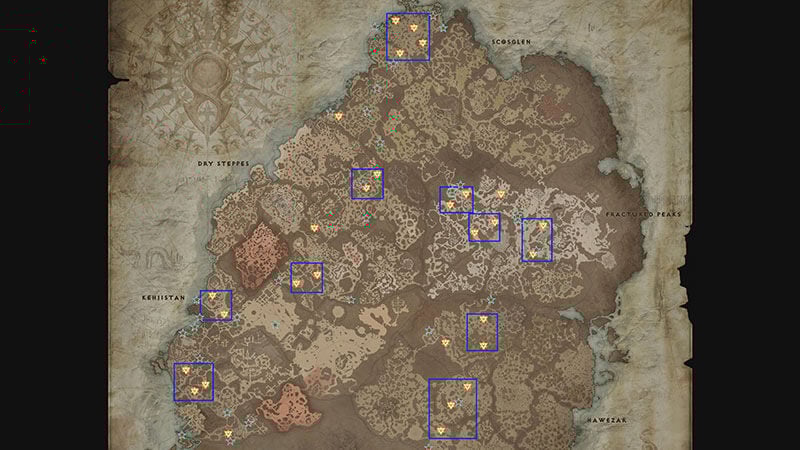 Helltide farming in Diablo 4 locations
