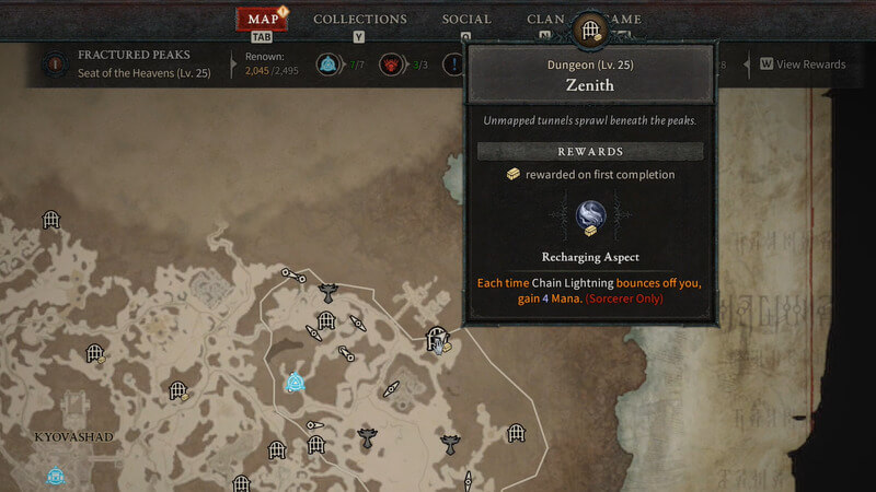 Recharging Aspect Location