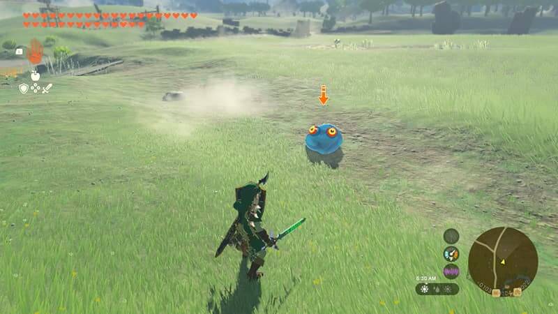 Link fighting a Chu Chu with a Master Sword in Tears of the Kingdom.