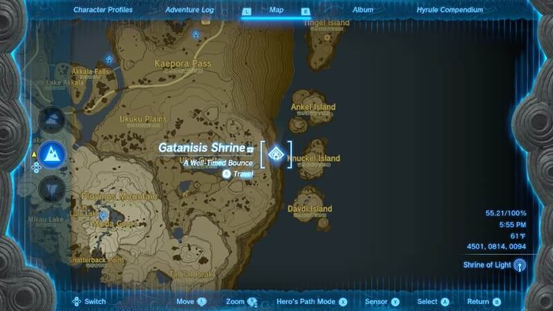 Location of the shrine near Ulria Grotto Shrine in Tears of the Kingdom.