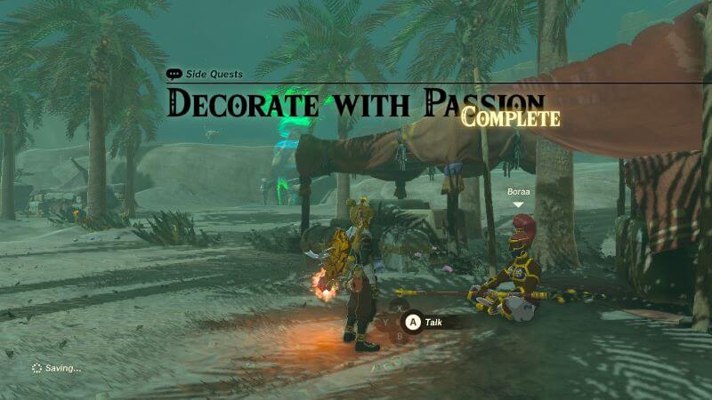 Complete screen for side quest