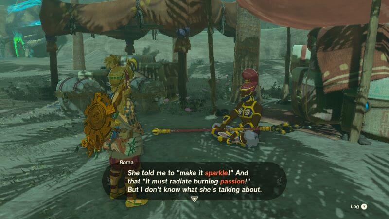 How to help Boraa decorate a weapon for her mentor.