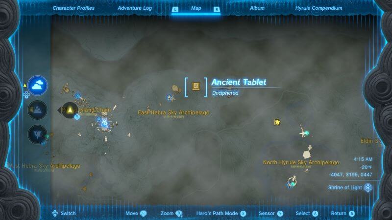Where to find the East Hebra Hyrulean Tablet