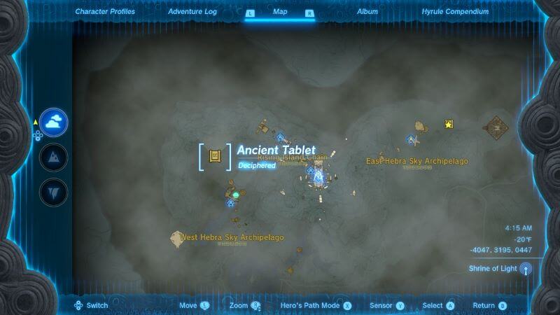 Where to find the West Hebra ancient tablet.