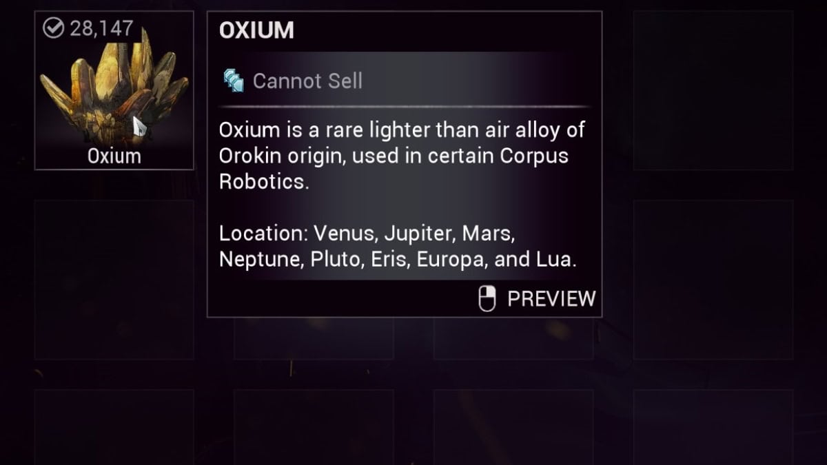 Warframe Oxium farm location