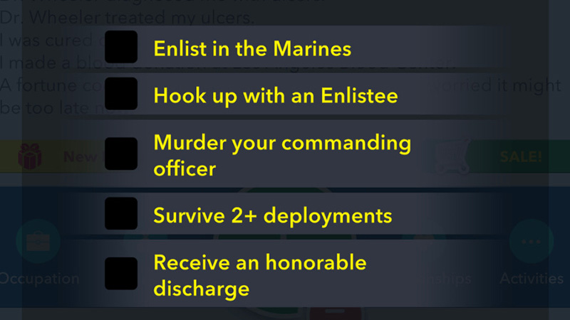 BitLife Full Metal Soldier challenge Tasks