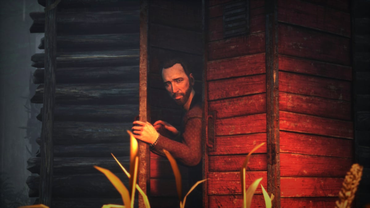 Nicolas Cage hides in a locker in Dead by Daylight.