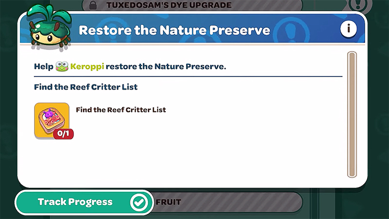 Reef Critter List in Hello Kitty Island Adventure