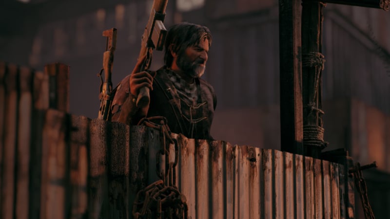 Brabus looks over the wall in the Hub, adding to player speculation about new areas