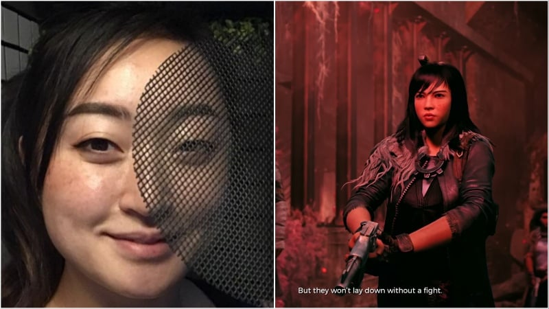 Clementine and the actress who plays her in Remnant 2.