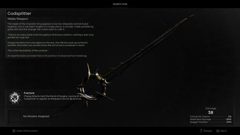 The Godsplitter, one of the best swords in Remnant 2