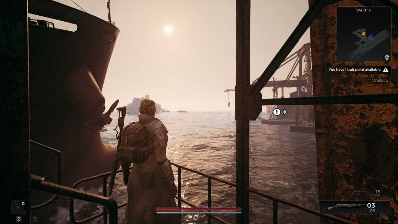 Character gazing offshore in the Hub in the new title by Gunfire Games