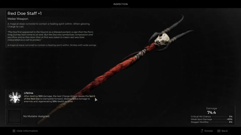 The Red Doe Staff, one of the best boss weapons in Remnant 2