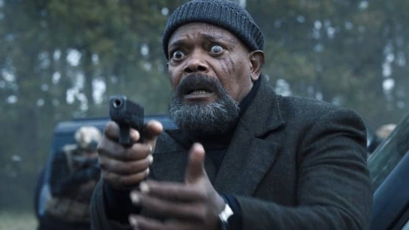 Nick Fury looking shocked in Secret Invasion