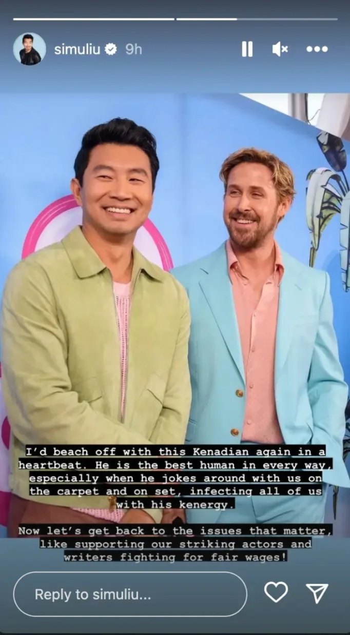 Simu Liu Ryan Gosling Barbie pink carpet