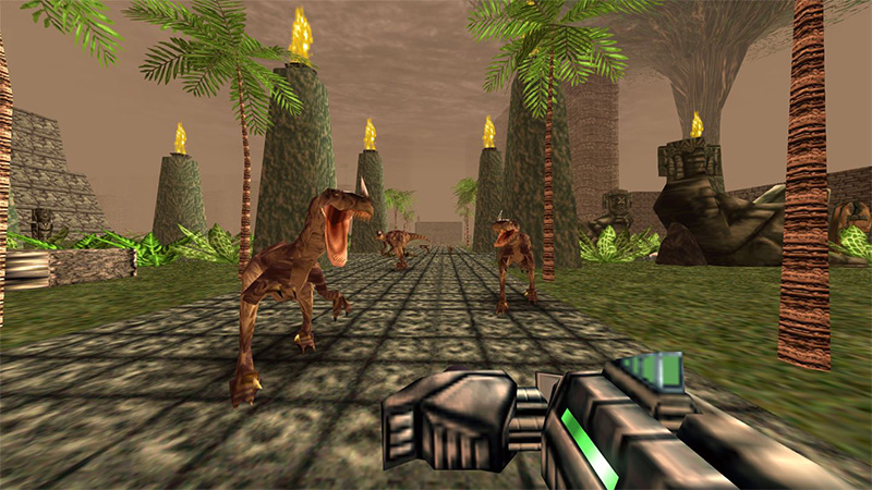 Turok is an awesome FPS dino game.