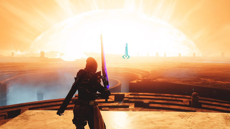 A Destiny 2 Guardian stands at the Lighthouse after competing a Flawless Trials.
