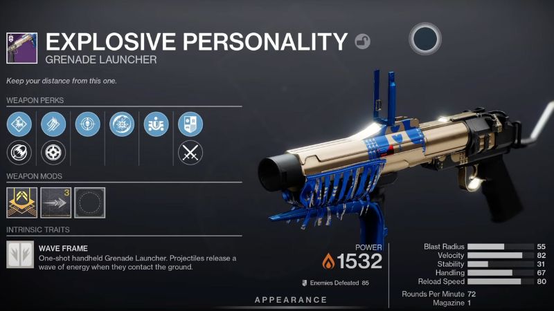 Explosive Personality in Destiny 2