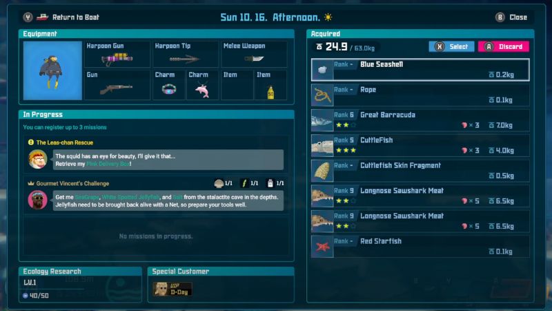 Preparation for The Giant Squid Battle in Dave The Diver