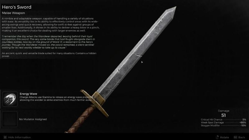 Best Remnant 2 Melee Weapons: Hero’s Sword