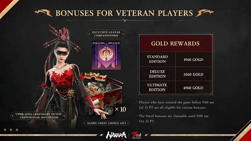 Naraka Bladepoint Veteran Players Rewards