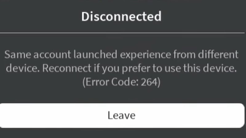 roblox error code 264