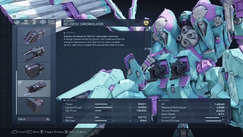 Gridwalker booster from Armored Core 6, part of the best tetra build