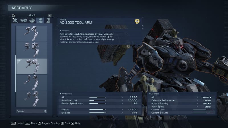 The AC-2000 Tool Arms from Armored Core 6, part of the best PvP build
