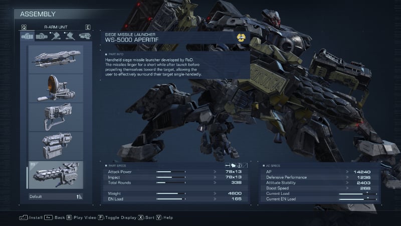 The Apertif from Armored Core 6, part of the best PvP build