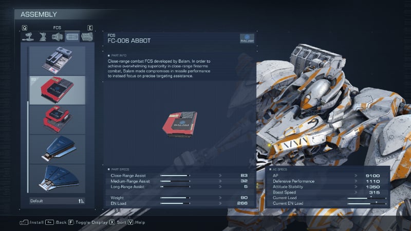 The FC-006-Abbot FCS in Armored Core 6, part of the best reverse-joint build