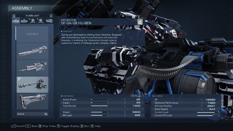 The Hu-Ben gatling gun in Amored Core 6, part of the best tank build