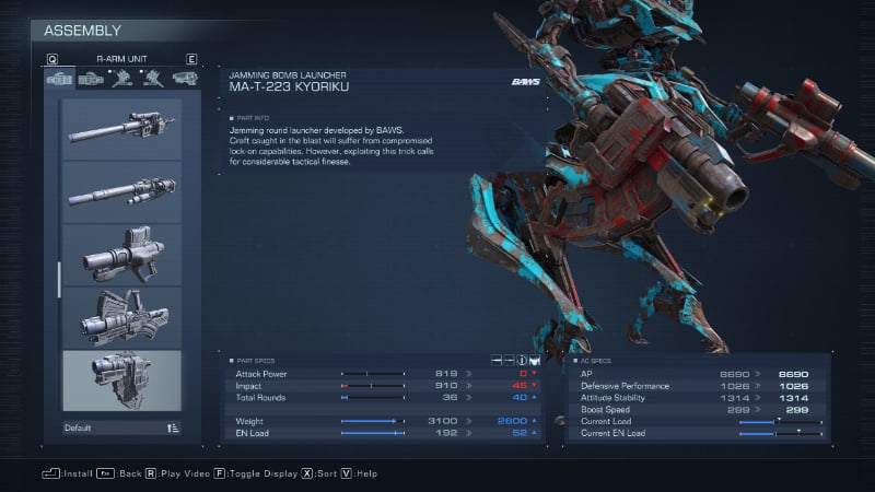 The Kyoriku from Armored Core 6, one of the best kinetic weapons