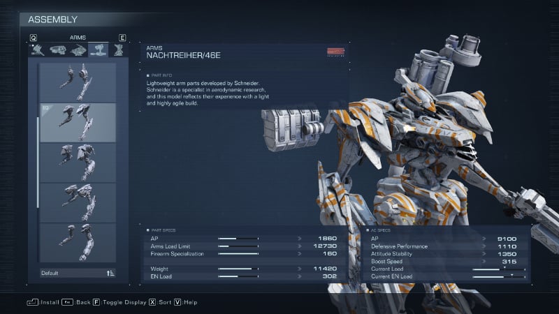 Nachtreirhe arms in AC6