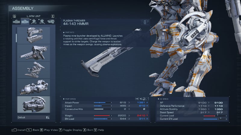 The Plasma Thrower, one of the best melee weapons in Armored Core 6