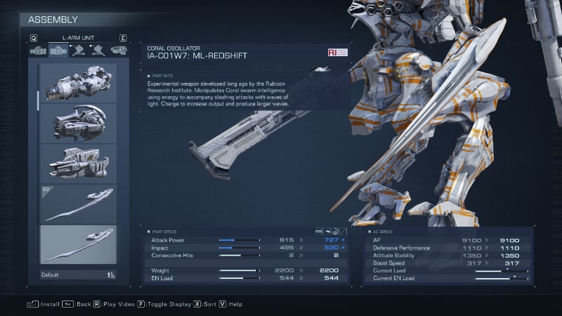 The Redshift, one of the best melee weapons in Armored Core 6