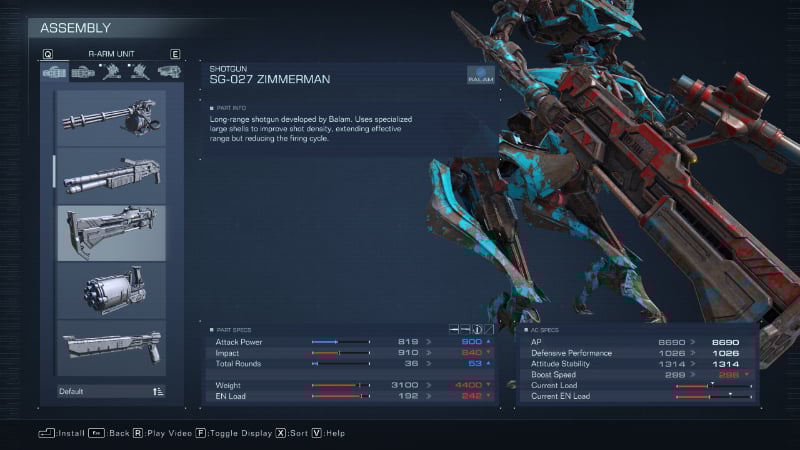 The Zimmerman from Armored Core 6, one of the best kinetic weapons