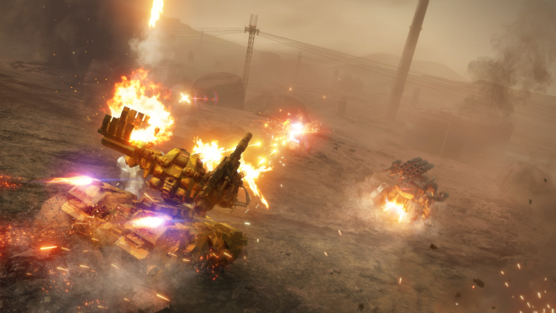 Two tanks do battle in Armored Core VI by FromSoftware
