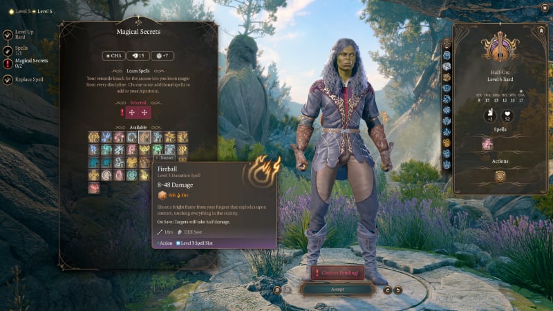 The Bard's Fireball spell in Baldur's Gate 3