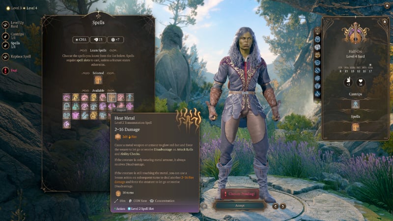 The Bard's Heat Metal spell in Baldur's Gate 3