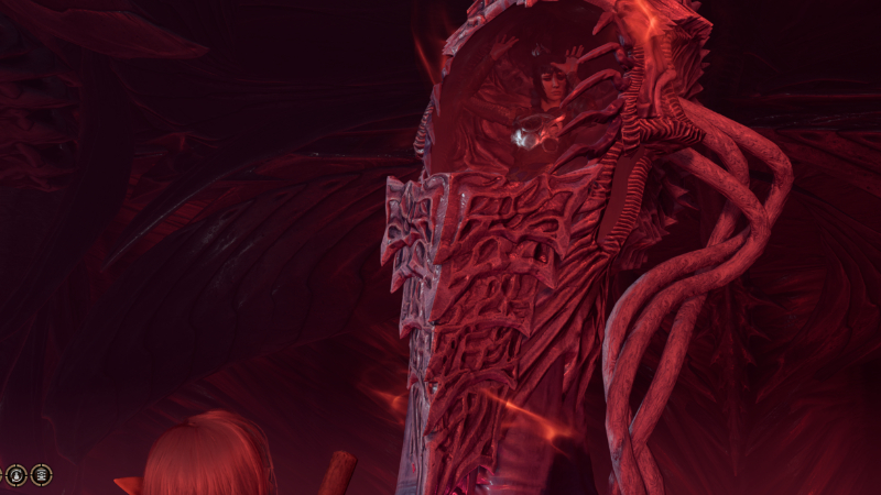 A character trapped in a Mind Flayer pod in BG3 by Larian Studios