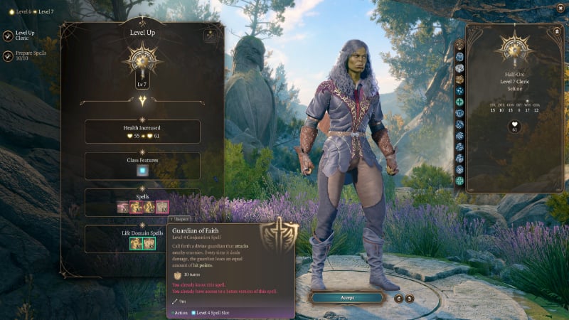 The Cleric's Guardian of Faith spell in Baldur's Gate 3