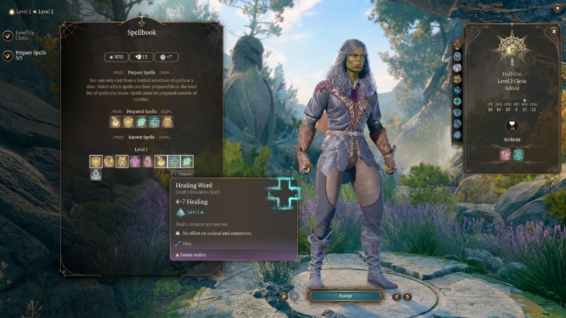 The Cleric's Healing Word in BG3