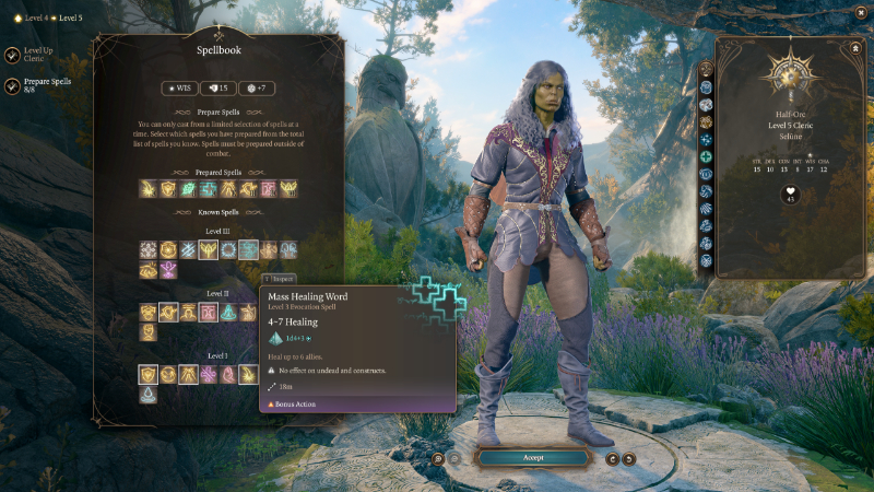 The Cleric's Mass Healing Word in Baldur's Gate 3