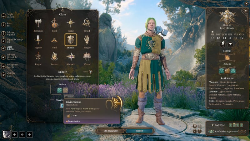 Paladin's Divine Sense ability in BG3