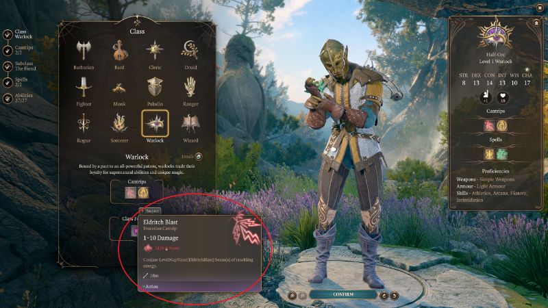 The Eldritch Blast spell in Baldur's Gate 3