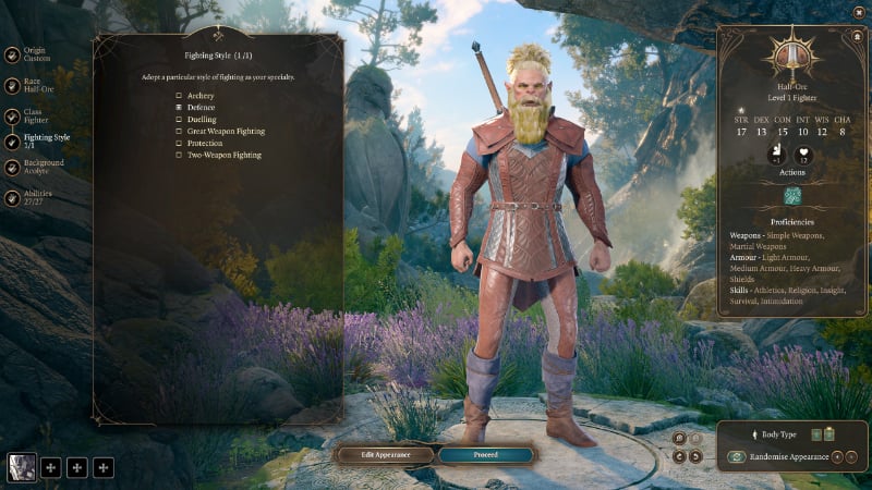 Fighting Style selection in Baldur's Gate 3, part of the best Fighter class build