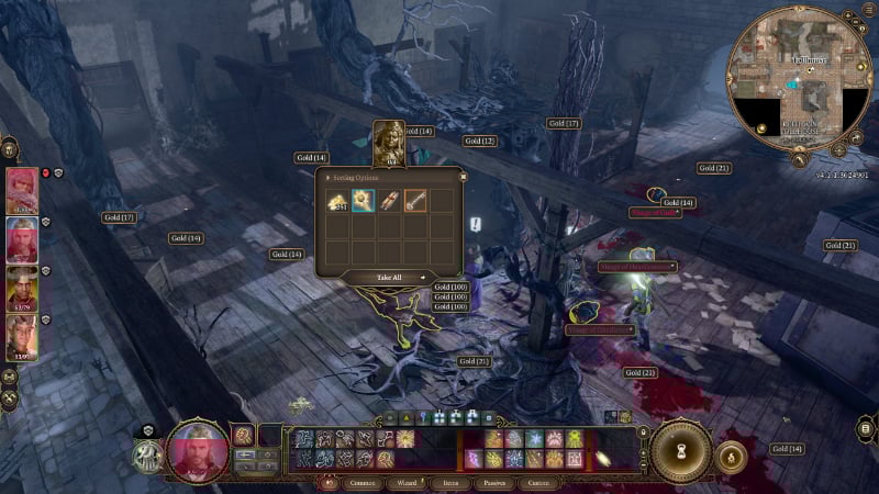 Items and numerous gold piles in Baldur's Gate 3 by Larian Studios