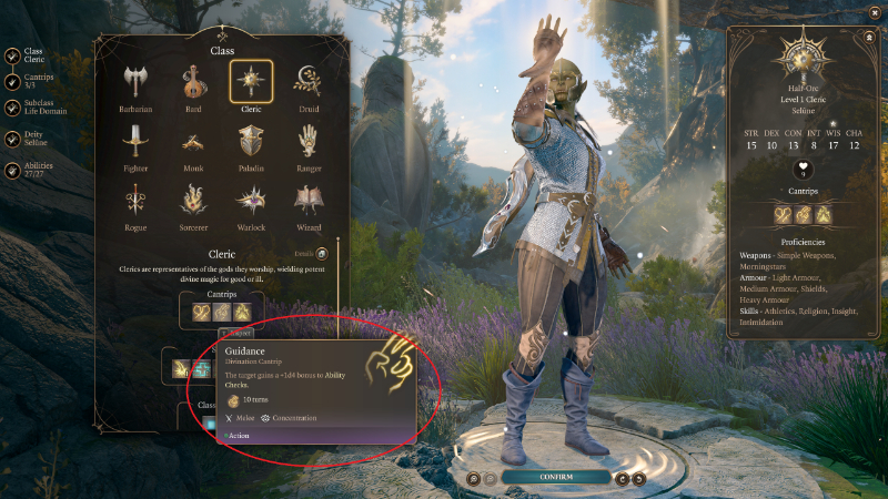 The Guidance spell in Baldur's Gate 3